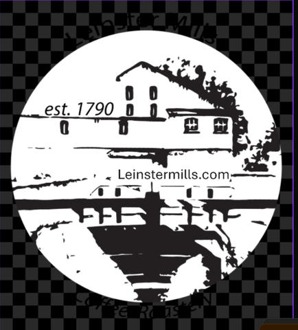Leinster Mills est. 1790 badge, a line illustration of the historic mill on the Grand Canal